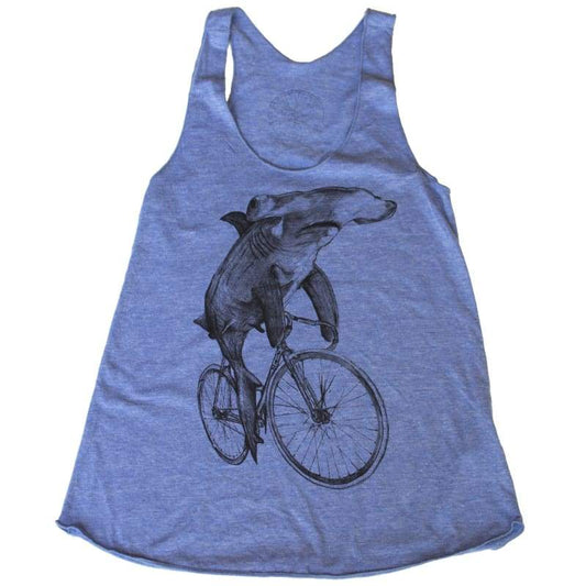 Hammerhead on a Bicycle Womens Racerback Tank Top - Ladies Tanks