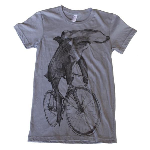 Hammerhead on a Bicycle Women's T-Shirt | Gifts For Shark Lovers