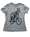 Kangaroo on A Bicycle Women’s Shirt - Standard Tee - Tri-Grey / S - Women’s