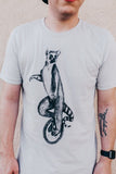 Lemur Riding a Unicycle Mens T-Shirt - XS / White - Unisex Tees