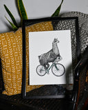 Llama on a Bike Print - Artwork