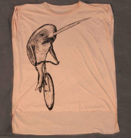 Narwhal on a Bicycle Women's Muscle Tee