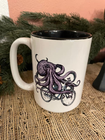 Octopus on a Bike Mug
