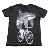 Orca on a Bicycle Kids T-Shirt - YS - Kids Shirts