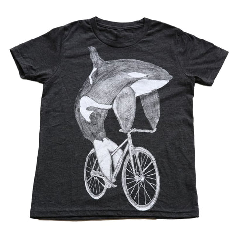 Orca on a Bicycle Kids T-Shirt