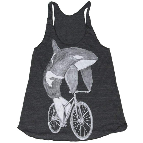 Orca on a Bicycle Women's Racerback Tank Top