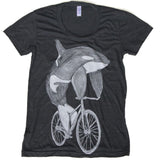 Orca on a Bicycle Womens T-Shirt - Womens Tee / Tri-Black / S - Ladies Tees