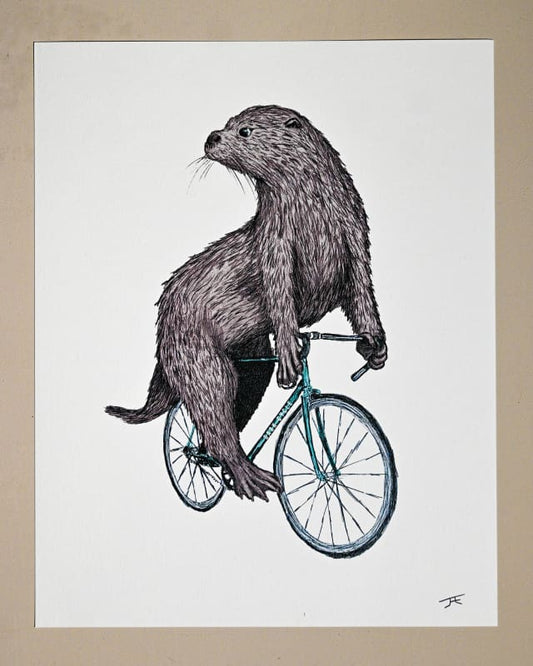 Otter on a Bike Print - Artwork