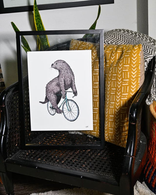 Otter on a Bike Print - Artwork
