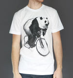 Panda on a Bicycle Mens T-Shirt - Unisex Tees