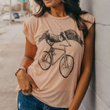 Pelican on a Bicycle Womens Muscle T-Shirt - Ladies Tees