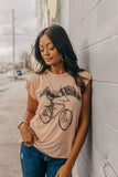 Pelican on a Bicycle Womens Muscle T-Shirt - Peach / S - Ladies Tees