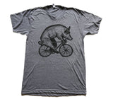 Pig on a Bicycle Mens T-Shirt - Unisex/Mens Tee / Tri-Grey / XS - Unisex Tees