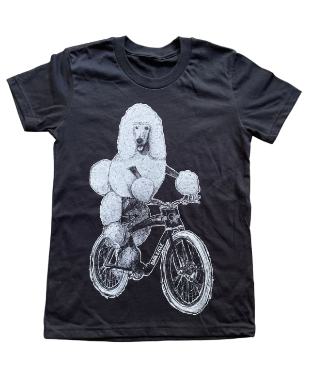 Youth Poodle on a Bicycle Shirt - Classic Tee - Black / YS