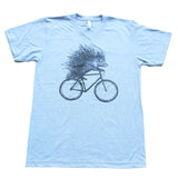 Porcupine on a Bicycle Mens T-Shirt - Unisex/Mens Tee / Light Blue / XS - Unisex Tees