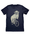 Pug on A Bicycle Men’s/Unisex Shirt - 70’s Vintage Tee - Tri-Black / XS - Unisex Tees