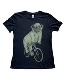 Pug on A Bicycle Women’s Shirt - Standard Tee - Black / XS - Women’s