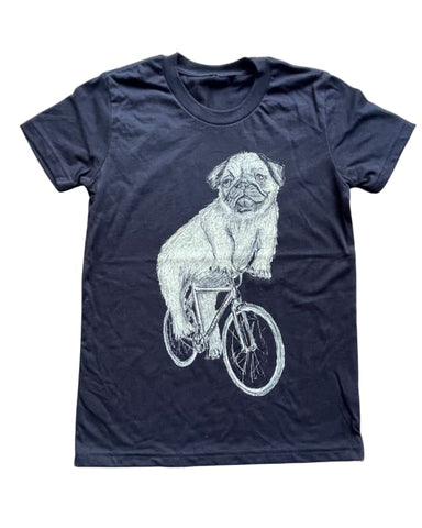 Pug on a Bicycle Youth Shirt