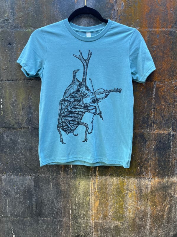 Rhino Beetle Playing a Violin Youth Shirt