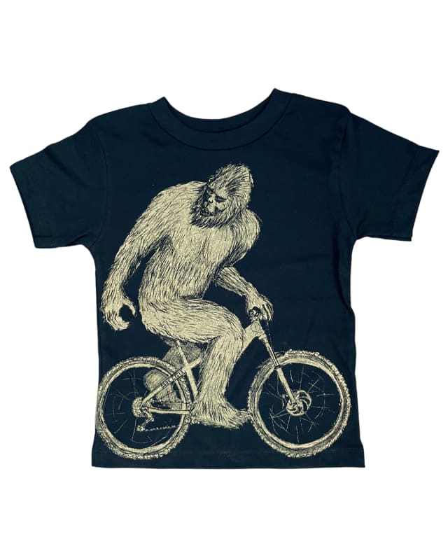Sasquatch on a Bicycle Toddler Shirt - Classic Tee - Black / 2T