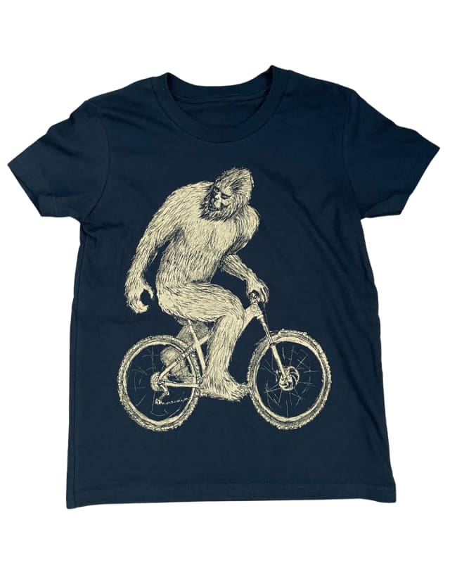 Sasquatch on a Bicycle Youth Shirt - Classic Tee - Black / YS