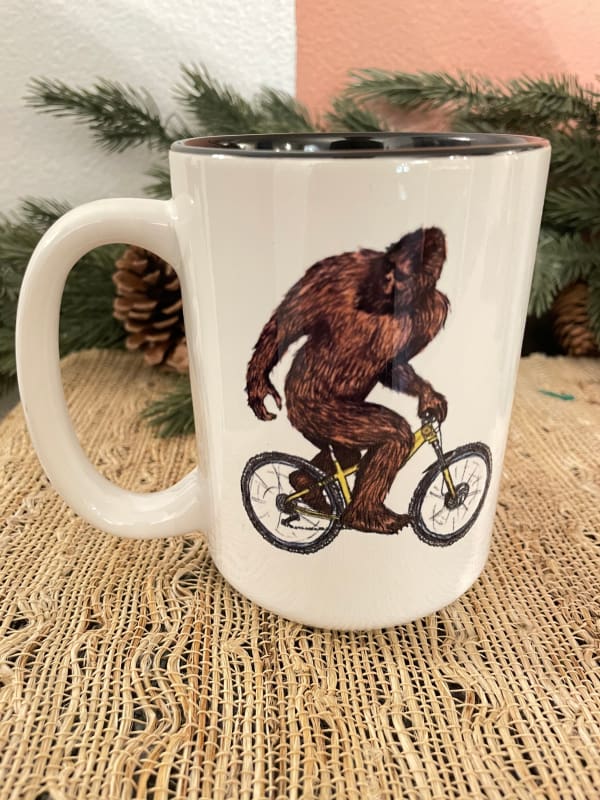 Sasquatch on a Bike Mug - Sasquatch Mug - Mugs