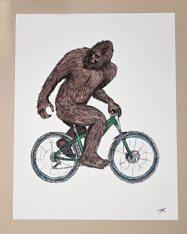 Sasquatch on a Bike Print