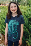 Sea Turtle on a Bicycle Kids T-Shirt - Kids Shirts