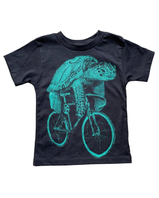 Sea Turtle on a Bicycle Toddler Shirt - Classic Tee - Black / 2T