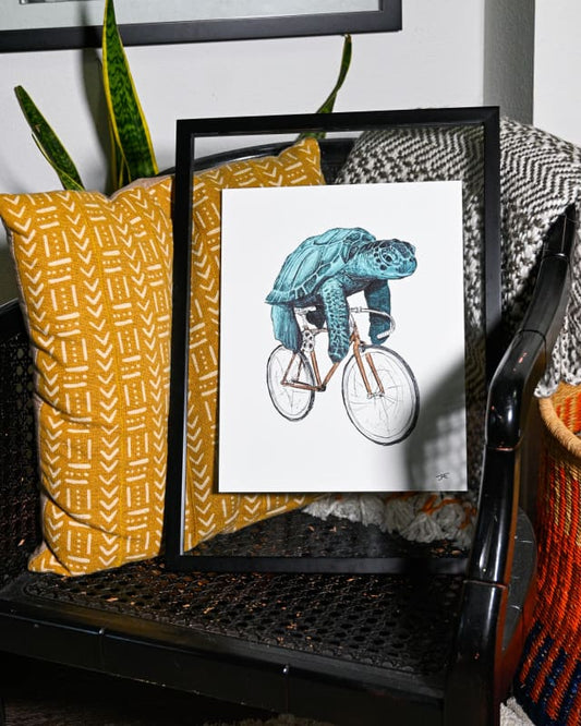 Sea Turtle on a Bike Print - Artwork