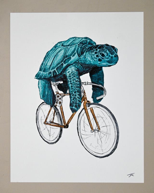 Sea Turtle on a Bike Print - Artwork