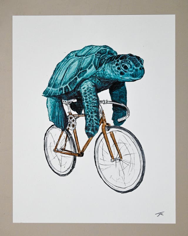 Turtle Shell Bike Sea Turtle on a Bike Print