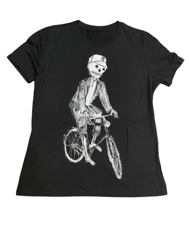 Skeleton on A Bicycle Women's Shirt