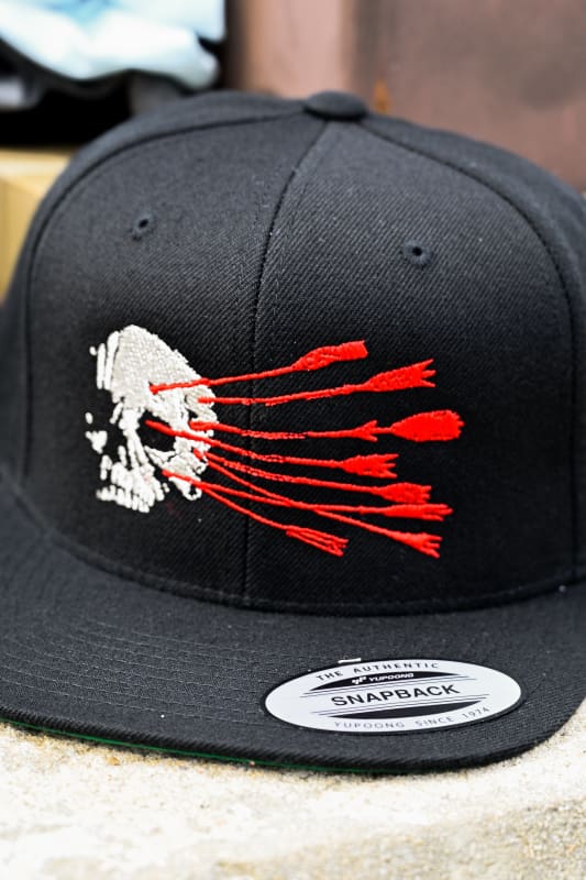 Skull and Arrow Snapback Hat - Red - Hats