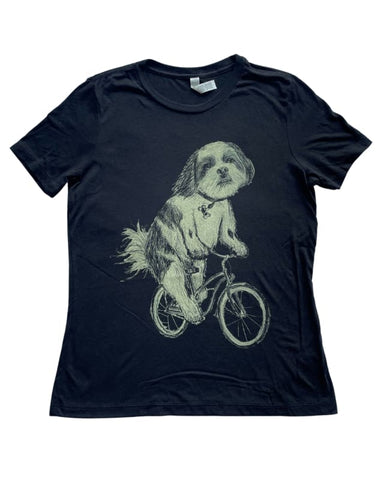 Small Dog on A Bicycle Women's Shirt