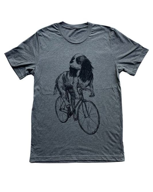 Spaniel on A Bicycle Men’s/Unisex Shirt - 70’s Vintage Tee - Tri-Grey / XS - Unisex Tees