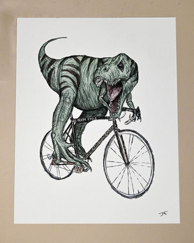 T-Rex on a Bike Print