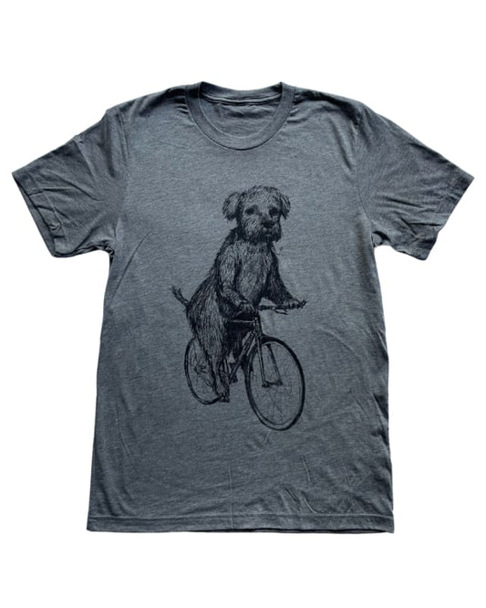 Terrier on A Bicycle Men’s/Unisex Shirt - 70’s Vintage Tee - Tri-Grey / XS - Unisex Tees