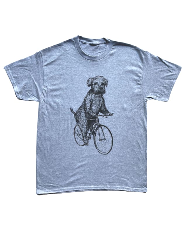 Terrier on A Bicycle Men’s/Unisex Shirt - 90’s Heavy Tee - Heather Grey / XS - Unisex Tees