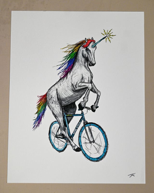 Unicorn on a Bike Print - Artwork