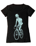 Zombie on A Bicycle Women’s Shirt - Classic Slim Tee - Black / S - Women’s